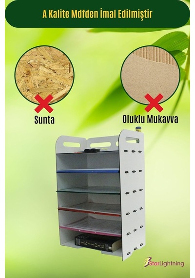 Masa Düzenleyici Organizer Evrak Rafı Masaüstü Organizer Beyaz Renk Model 5, Slevrakrafim5