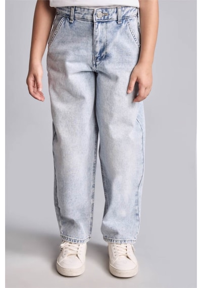 Defacto %100 Pamuk Baggy Fit Açık Mavi Kız Çocuk Jean Pantolon H6244a8/nm39