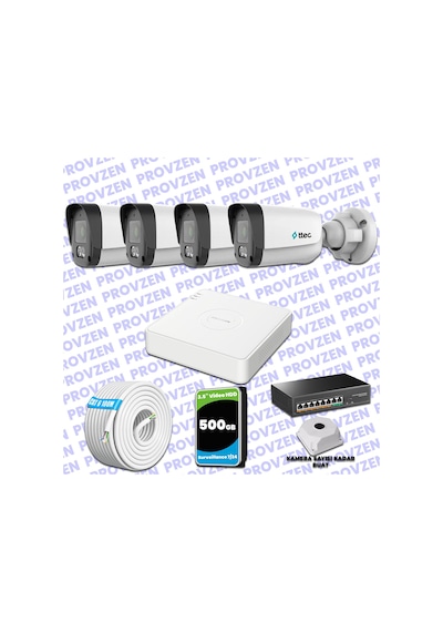 Provzen Ttec Hikvision 4 Kameralı Ip Full Hd Mikrofonlu Güvenlik Kamerası