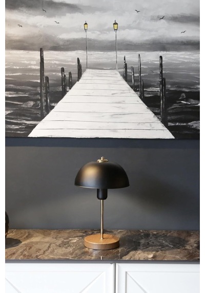 Bohhem North Home Mantar Başlıklı Siyah Metal Abajur Salon Ofis Cafe Işletme Masa Lambası Siyah Diğer