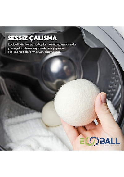 Ecoball 3 Adet Yün Kurutma Topları Doğal Yumuşatıcı Çamaşır Kurutma Makinesi Kurutma Topu Renkli