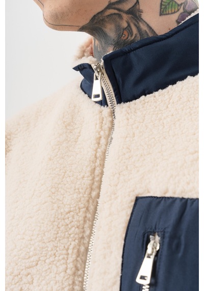 Respire Erkek Zip Oversize Teddy Ceket Ekru