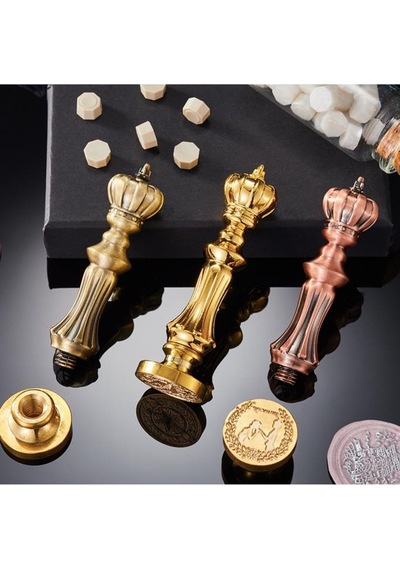 Mum Mühür Damga Kolu Premium Metal Kraliyet Tacı Antik Bronz Karışık