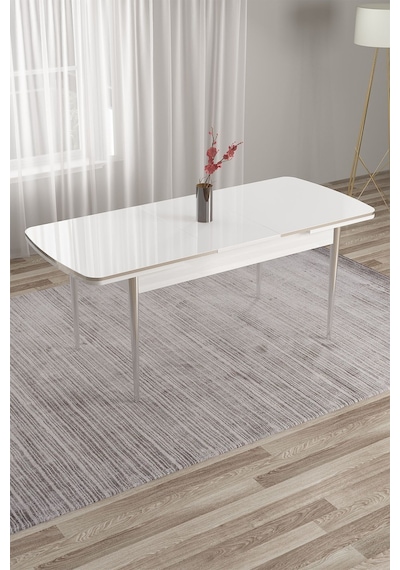 Canisa Tia Serisi 80x132 Açılabilir Mdf Mutfak Masası Takımı Beyaz Masa Krom Detay 4 Lacivert Sandalye Masa Beyaz Sandalye Lacivert Canisa Tia Serisi 80x132 Açılabilir Mdf Mutfak Masası Takımı Beyaz Masa Krom Detay 4 Lacivert Sandalye Masa Beyaz Sandalye Lacivert