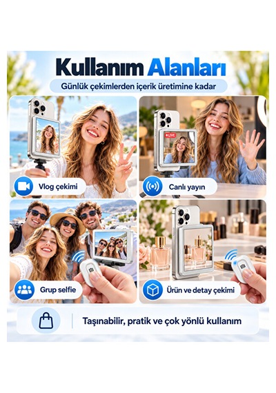 4.02 İnç Manyetik Selfie Ekranı Vlog Monitörü, Kablosuz Görüntü Aktarımı Ve Bluetooth Uzaktan Kumanda