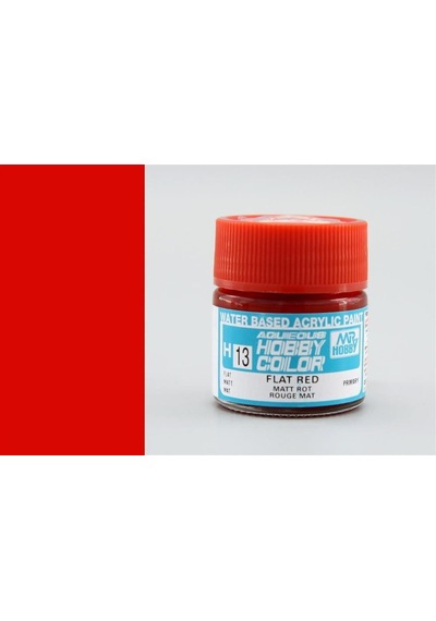 10 Ml. Flat Red Aqueous Serisi Maket Boyası, Mr.hobby H013 Standart