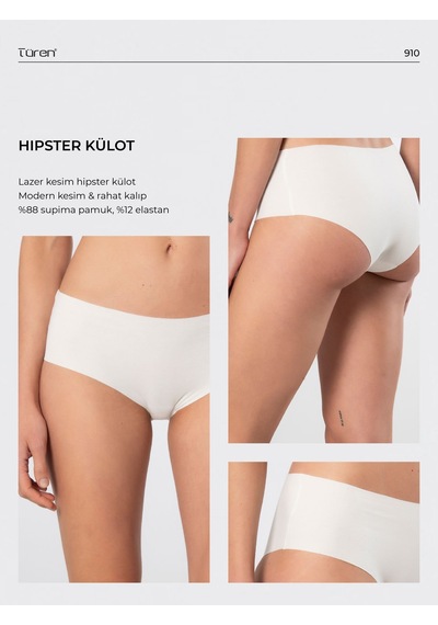 Türen Kadın Lazer Kesim Pamuklu Hipster Külot 910/ekru Ekru