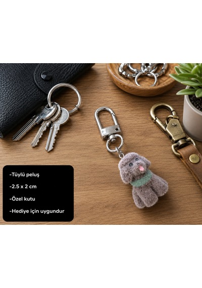 Sevimli Peluş Köpek Charm Anahtarlık Yumuşak Mini Peluş Çanta Süsü Aksesuarı