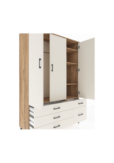 Hyperion Dolap 5 Raflı 5 Çekmeceli Tek Askılı 132x44x195 Çam-aytaşı/aytaşı Aytası/aytası Hyperion Dolap 5 Raflı 5 Çekmeceli Tek Askılı 132x44x195 Çam-aytaşı/aytaşı Aytası/aytası