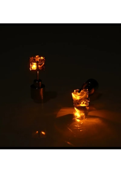 Led Işıklı Kristal Küpe Turuncu