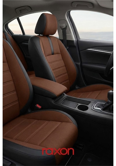 Fiat Egea Hatchback Neptune Series 2+1 Uyumlu Tay Tüyü Oto Koltuk Kılıfı - Premium Şık Ve Konforlu Tasarım Kahverengi Siyah