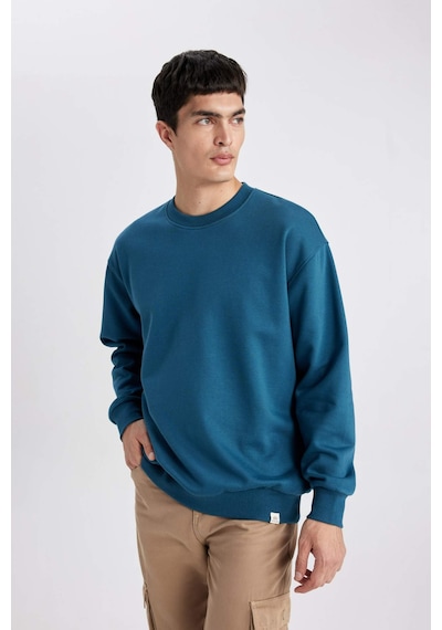 DeFacto Oversize Geniş Kalıp Bisiklet Yaka Basic Düz Sweatshirt T5139AZ24SPBE785