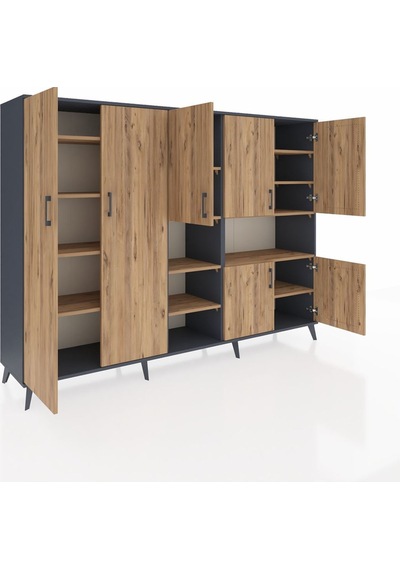 Hyperion Dolap 13 Raflı 7 Kapaklı 220x44x163 Antrasit-çam Atlas Çam - Antrasit Hyperion Dolap 13 Raflı 7 Kapaklı 220x44x163 Antrasit-çam Atlas Çam - Antrasit