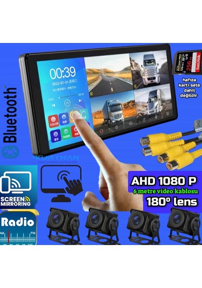 Dokunmatik Usb Mp5 Fm Dvr Ekran Ve 4 Ad Ahd180 Derece Kamera Seti