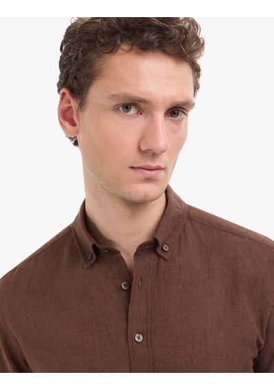 Pierre Cardin Erkek Koyu Kahverengi Gömlek Desenli 50325356-vr084