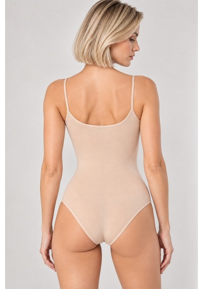 Loule Kadın %95 Pamuklu İnce Askılı Alttan Kancalı Body Ten