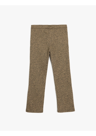 Koton Pantolon Slim Fit Beli Lastikli Cepli Viskon Karışımlı Kahverengi Desenli 5wkg40254ak Kahverengi Desenli Kahverengi