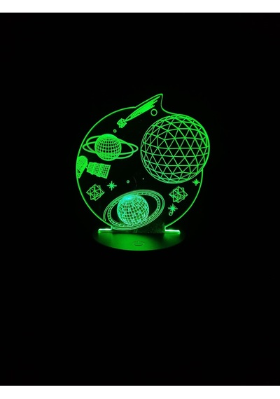 3d Gezegen Figürlü Gece Lambası Çok Renkli