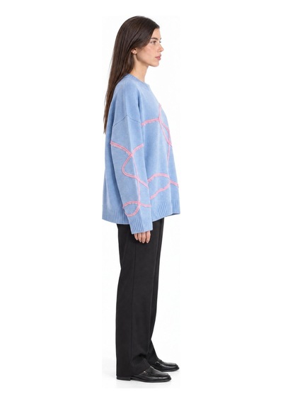 Hiccup Vıorna Bisiklet Yaka Sweatshirt Mavi