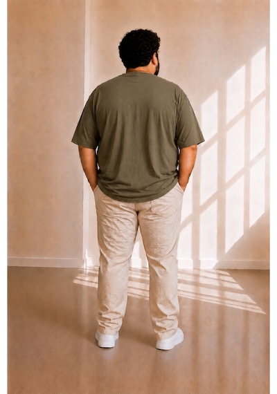 Sngl Tekstil Erkek Büyük Beden Oversize Kısa Kollu T-shirt 3xl 4xl 5xl 6xl 7xl 8xl 9xl Haki