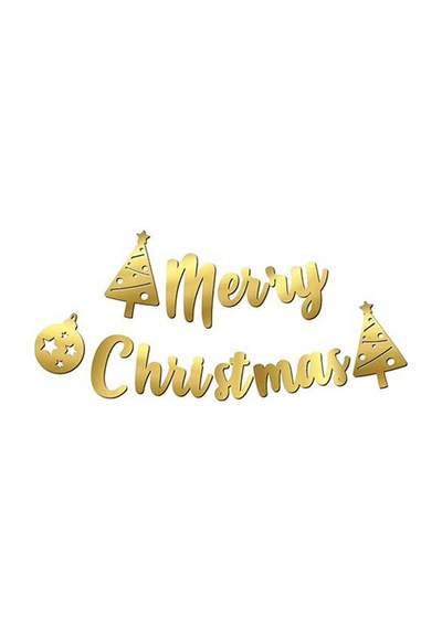 Yılbaşı Kaligrafi Merry Christmas Afiş Altın