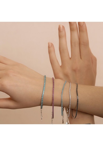 Madam Matmazel Su Yolu Zirkon Taşlı Gümüş Unisex Bileklik 925 Ayar