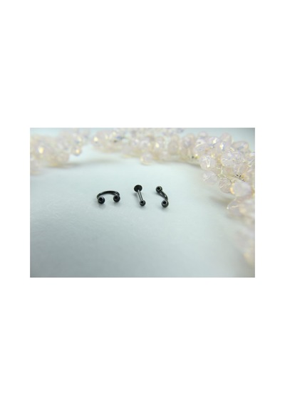 3'lü Kombin Piercing Helix-tragus-dudak-kaş-rook Siyah