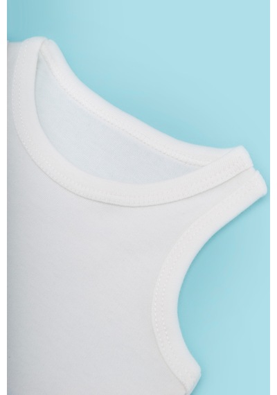 Novibaby 3'lü Bebek Atlet Body Zıbın Çıtçıtlı Ekru 100% Pamuk Ekru