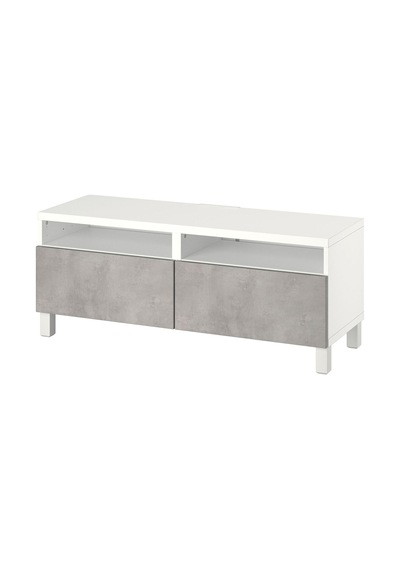 Tv Sehpası, Beyaz-açık Gri, 120x42x48 Cm, Kallvıken, Fren Raylı Gri