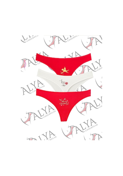 Alya Underwear Kadın Pamuklu Tanga Külot - String Iç Çamaşırı Lacivert, Kırmızı, Ekru - 3 Adet Çok Renkli T21 Alya Underwear Kadın Pamuklu Tanga Külot - String Iç Çamaşırı Lacivert, Kırmızı, Ekru - 3 Adet Çok Renkli T21