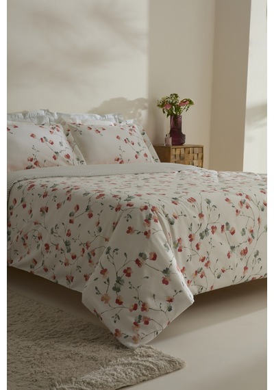 Karaca Home Lilian %100 Pamuk 120 Tel Çift Kişilik Saten Nevresim Takımı Beyaz