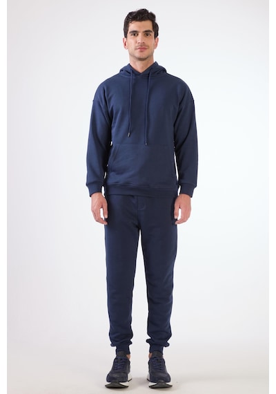 Dufy Lacivert Kapüşonlu Kanguru Cepli Regular Fit Erkek Sweatshirt Lacivert