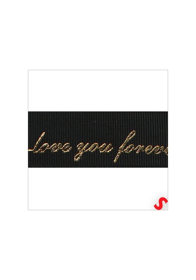 Grogren Kurdele Love You Altın Baskılı, 2,5cm X 23mt - Siyah 0 - 99
