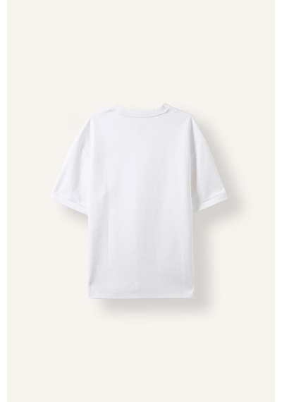 Defacto Kırışmaz Oversize Bisiklet Yaka Basic Kısa Kollu Tişört B6494ax26auwt34 Beyaz-wt34
