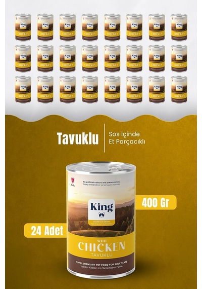 Tr Tavuklu Kedi Konservesi, Sos İçerisinde Et Parçacıklı, 400 G X 24 Adet