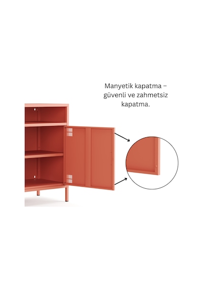 Pera Tv Ünitesi, Tv Dolabı,2 Kapaklı, Açık Raflı 100,50 X 40 X 79,50 Cm Ral 3022 Somon Pera Tv Ünitesi, Tv Dolabı,2 Kapaklı, Açık Raflı 100,50 X 40 X 79,50 Cm Ral 3022 Somon