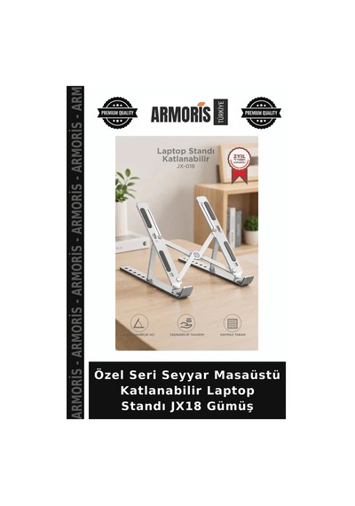 Özel Seri Seyyar Masaüstü Katlanabilir Laptop Standı Jx18 Gümüş