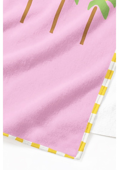 Palmiye Güneş Tropikal Plaj Havlusu - Pembe Modern Yazlık Havuz Deniz Hızlı Kuruyan Mikrofiber Havlu Çok Renkli