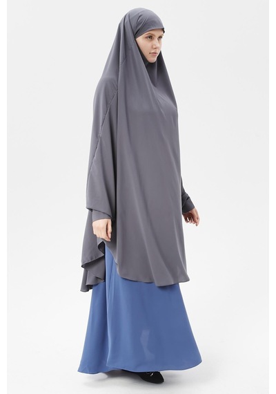 Altobeh Kadın Tesettür Medine İpeği Çarşaf Üstü Peçeli Sufle Hijab Füme