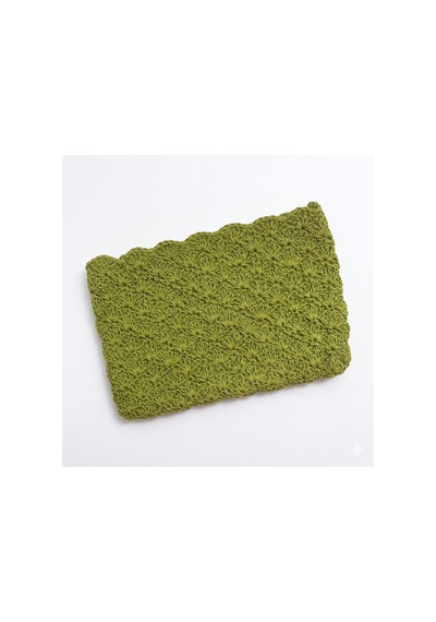 Lento Design Fıstık Yeşili El Örgüsü Raffia Portföy Çanta Bohem Clutch Bej