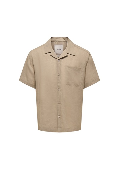 Only & Sons Onslaurence Lınen Resort Collar Ss Noos Erkek Gri Gömlek - 22036242
