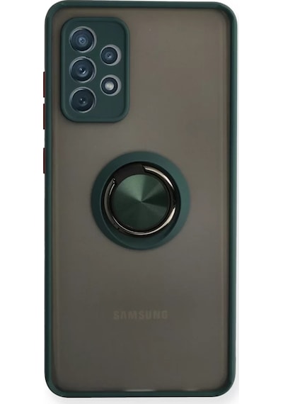 Newface Samsung Galaxy A72 Kılıf Montreal Yüzüklü Silikon Kapak - Yeşil