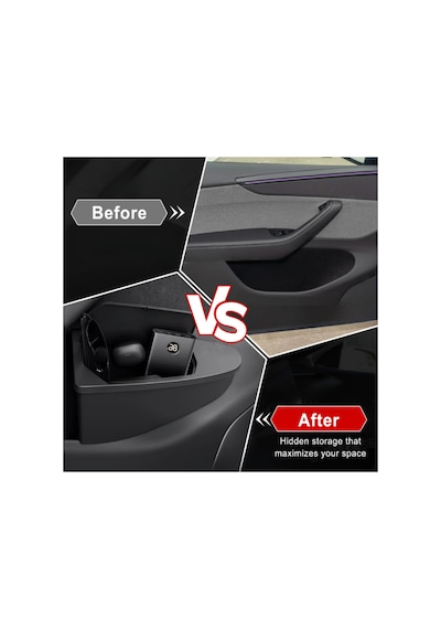 Red Lion Parts Tesla Model Y Juniper Uyumlu Ön Kapı İçi Gizli Çöp Kovası Kapaklı Düzenleyici Organizer