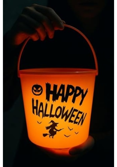Halloween Işıklı Gövdeli Şeker Kovası Bal Kabağı Turuncu Diğer