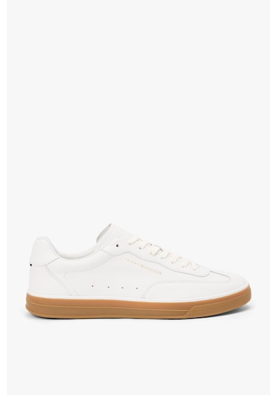 Tommy Hilfiger Th Logo Lux Ekru Deri Erkek Snekar-13408 Ekru
