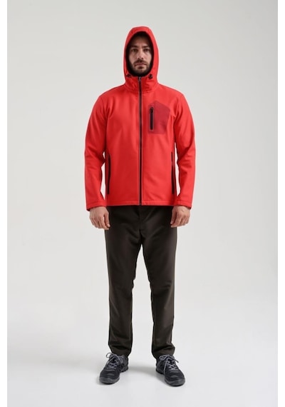 Exuma 2111161 Erkek Kırmızı Yağmur Rüzgar Geçirmez Softshell Özellikli Mont 001