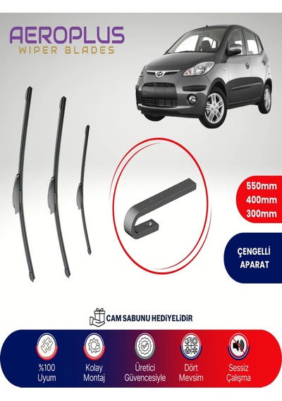 Aeroplus Hyundai İ10 Ön Arka Muz Silecek Takımı 2008-2012