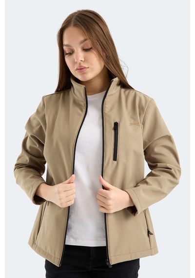 Slazenger Hıp Style Kadın Dik Yaka Fermuarlı Bej Mont & Kaban Bej
