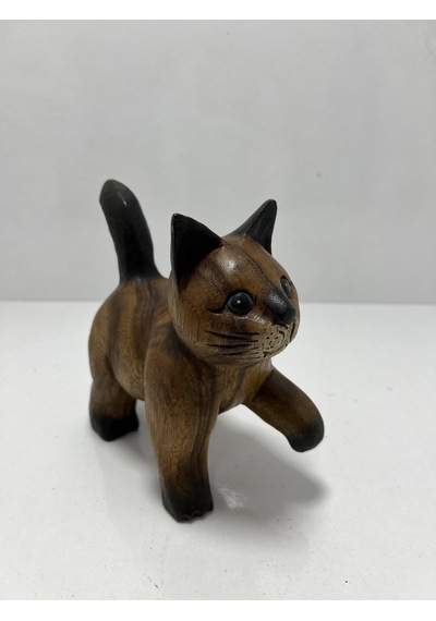 Ahşap Kedi Biblo 20cm