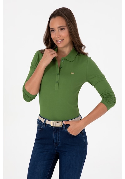 U.S. Polo Assn. Kadın Yeşil Basic Polo Yaka Sweatshırt 50313593-VR054
